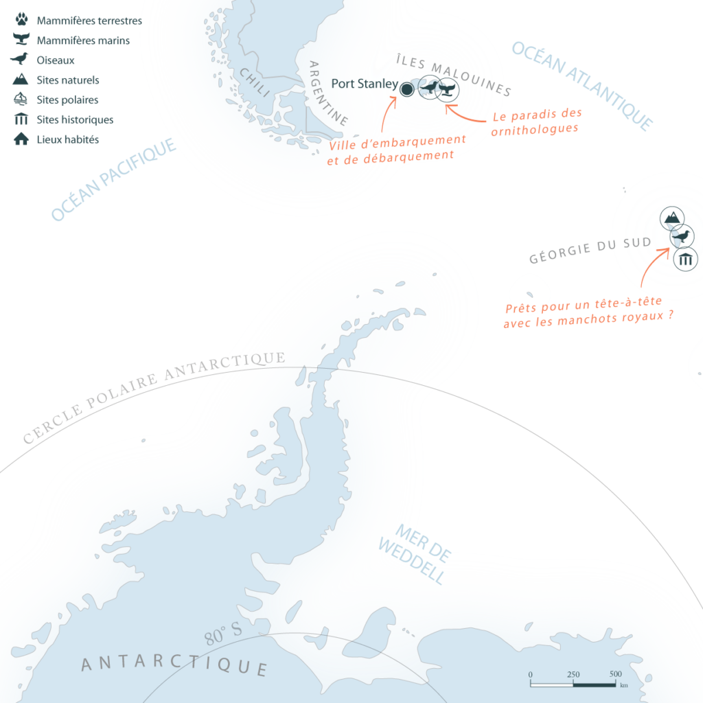 Carte Antarctique iles Malouines Falklands Gérogie du Sud| Les Mondes Polaires