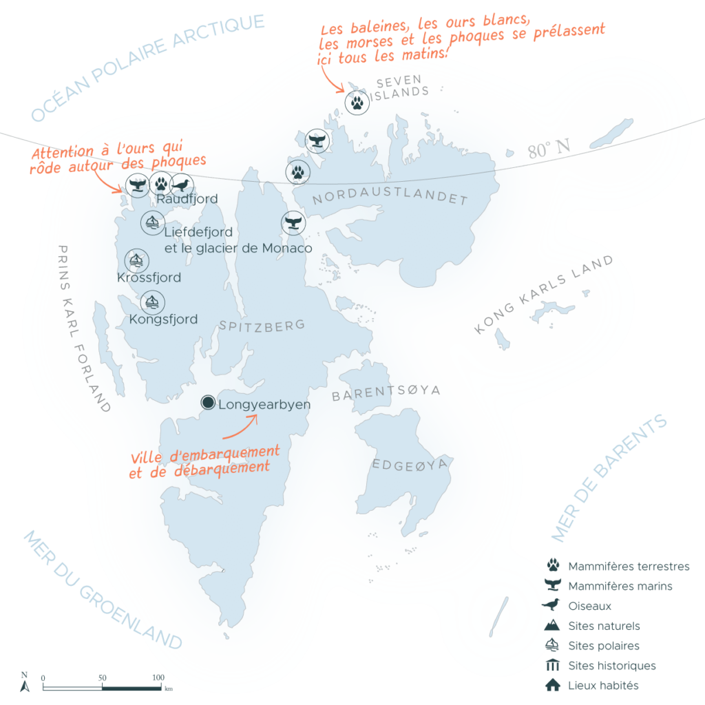 spitzberg-exploration-nord-spitzberg Carte expédition en arctique nord du Spitzberg | Les Mondes Polaires