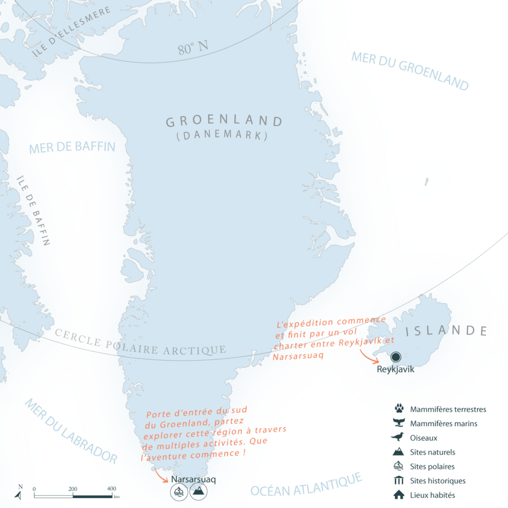 Carte vignette du Goenland et de l'Islande | Les Mondes Polaires
